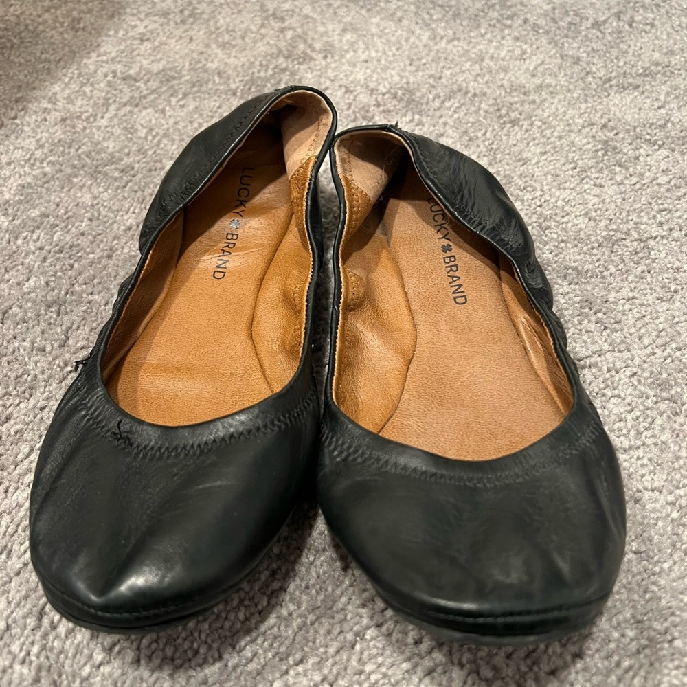 Lucky Brand Women's Black Leather Flats